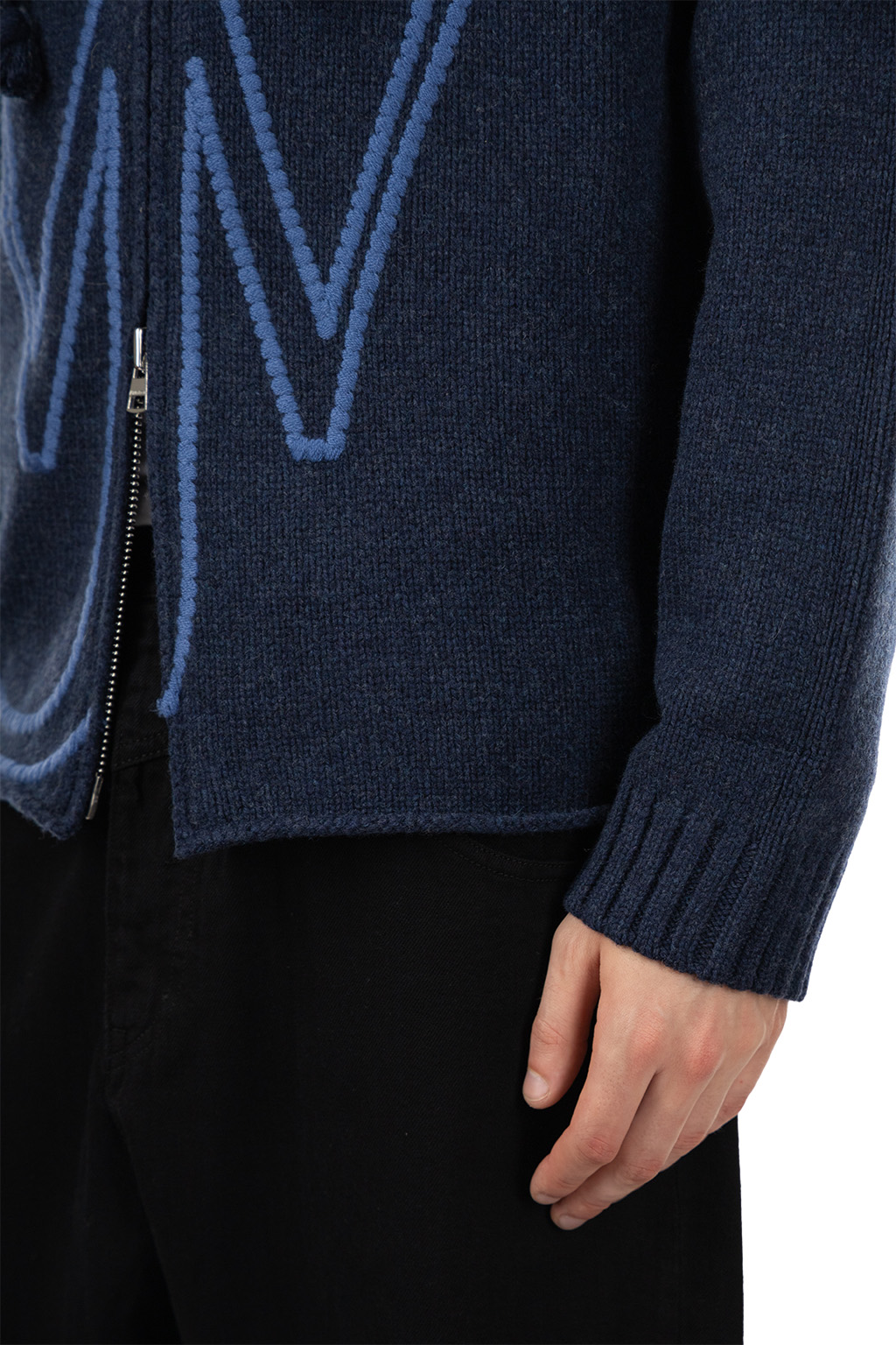 JW Anderson - Anchor Emroidery Zipped Hoodie -Steel Blue